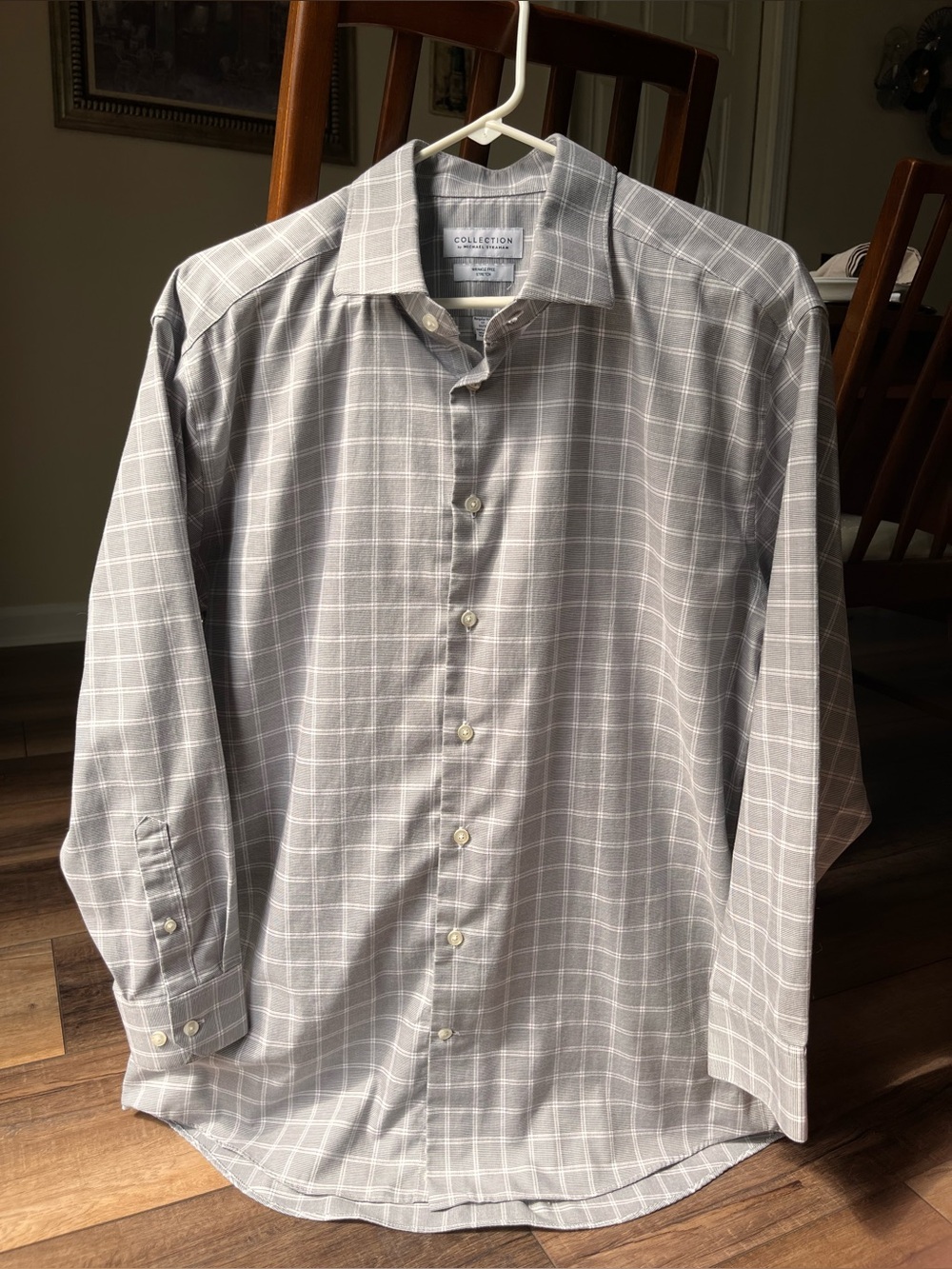 Michael Strahan long sleeve grey dress shirt Wrinkle free! Regular fit 17!